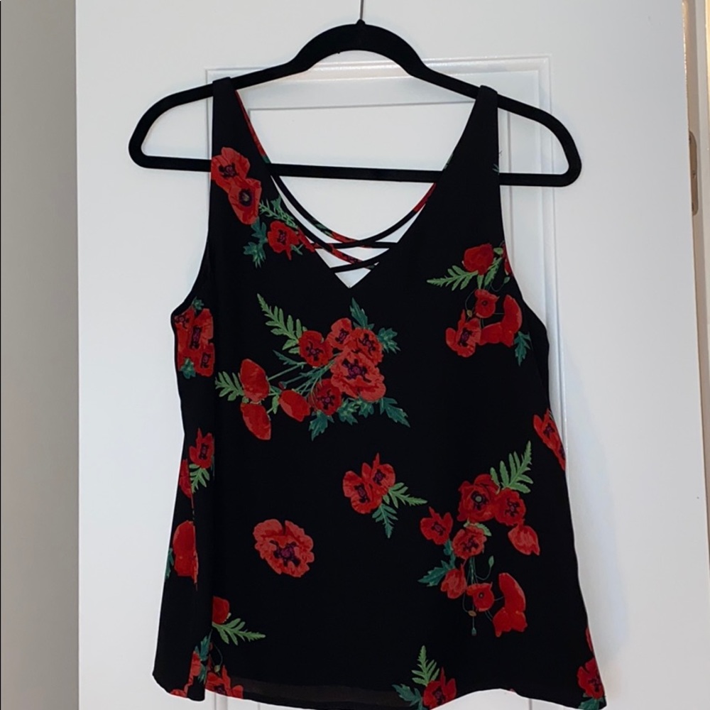 Black and Red Flower Blouse